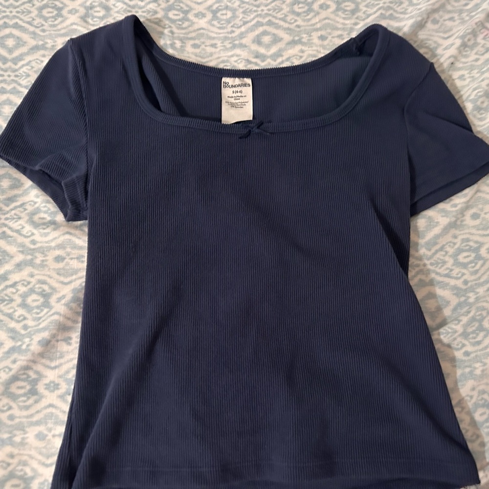 No Boundaries Deep Blue Ribbed Crop Top
